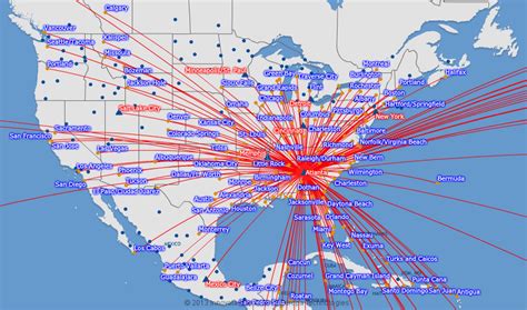 Delta Air Lines Route Map North America From Atlanta Route Map
