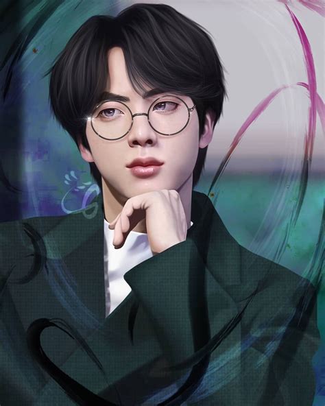 jin fanart whaoa it s been a long time jin or should i say harry potter 😭😂