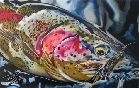 Fly fishing in salt water by lefty kreh #fishingdaily #flyfishing. "Invader" Colored pencil drawing of a Rainbow Trout by ...