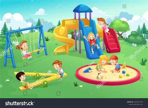 Park And Playground Cartoon Vector Art And Illustration Ad