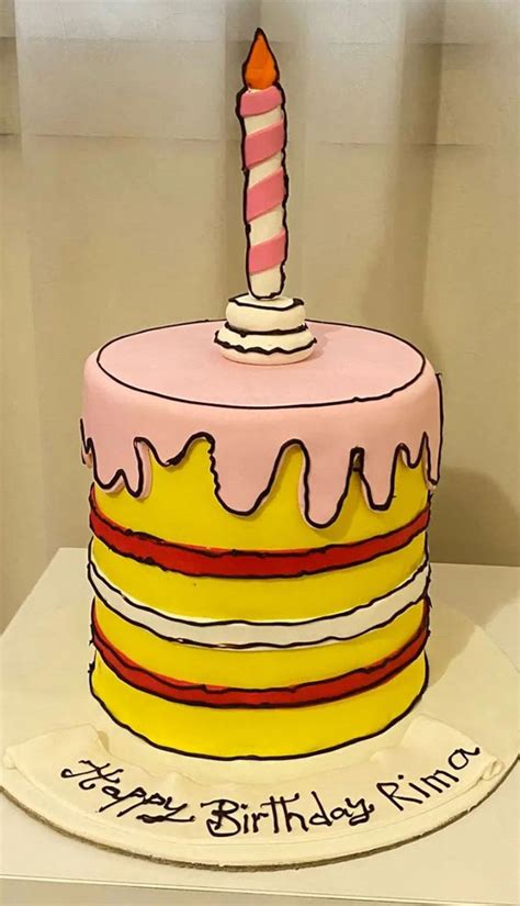 50 Cute Comic Cake Ideas For Any Occasion Bright Yellow Cake With Pink Icing Drips