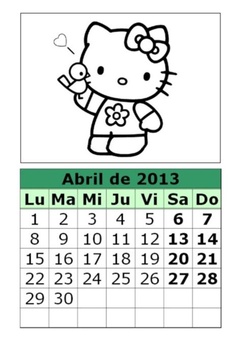 Imagenes Del Calendario Del Mes De Abril 2013 De Dibujos Animados Imagui