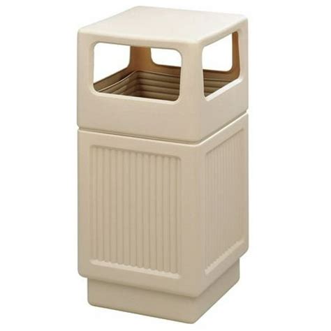 Safco 9476tn 38 Gal Hdpe Square Trash Can Beige