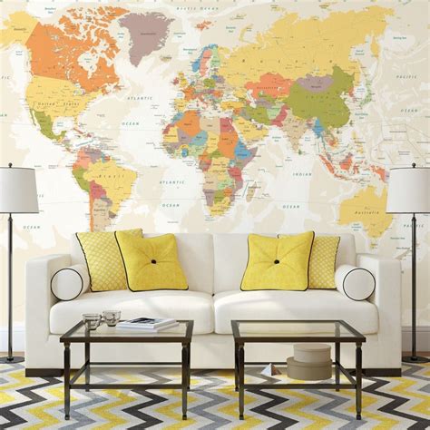 Entretanto, um deles foi eleito como o ponto de longitude 0° do planeta: Painel Fotográfico Mapa Mundi Tons Bege em 2020 ...