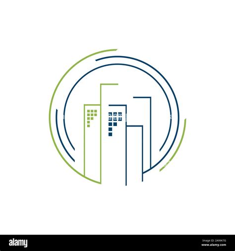 Circle House Real Estate Apartment Flat Line Building Logo Vector Icon