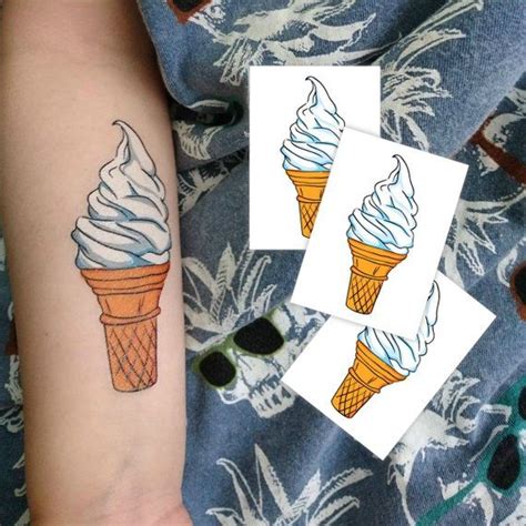Ice Cream Cone Heres The Scoop Party Temporary Tattoo Etsy Ice Cream Tattoo Summer Tattoo