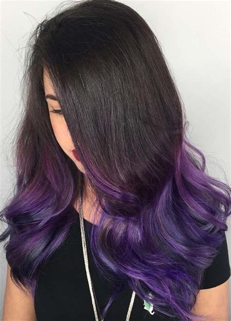 Purple hair is in, ladies! 100 Dark Hair Colors: Black, Brown, Red, Dark Blonde ...