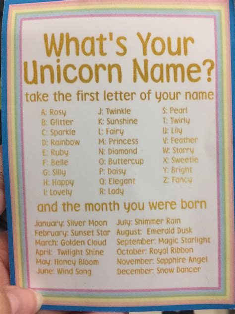 Whats Your Unicorn Name Unicorn Birthday Parties Unicorn Party