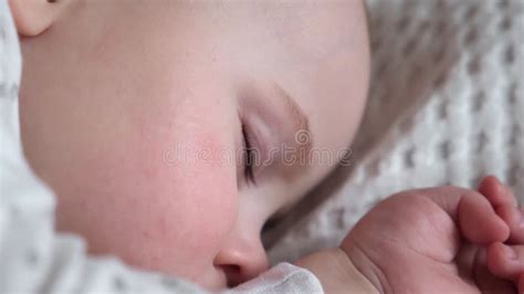 Peaceful Adorable Baby Sleeping On His Bed In A Room At Home Sleeping Newborn Baby Face Close