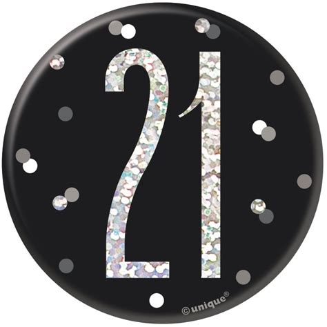 Black And Silver Holographic 21st Birthday Jumbo Badge Buy Online