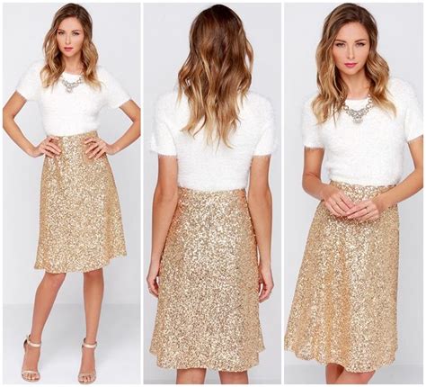 Pretty Gold Sequin Midi Skirt Sequin Midi Skirt Skirts Sequins