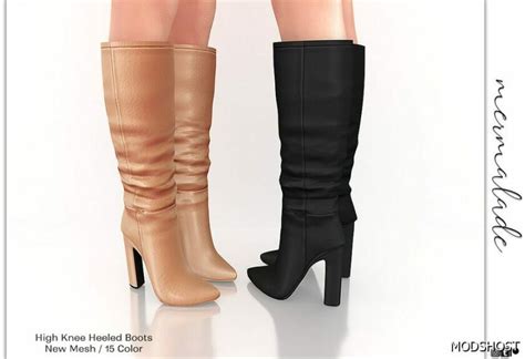 High Knee Heeled Boots S281 Sims 4 Shoes Mod Modshost