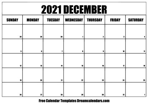 Download Printable December 2021 Calendars