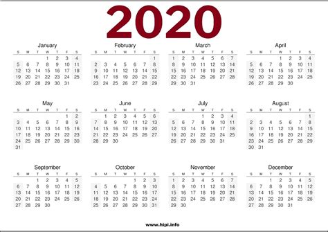 Printable Full Page Calendar 2020 Template Calendar Design