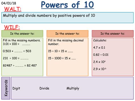 Ks3 Maths Multiplying And Dividing By Powers Of 10 Teaching Resources