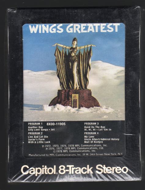 Paul Mccartney And Wings Wings Greatest 1978 Capitol Sealed A25 8 Track