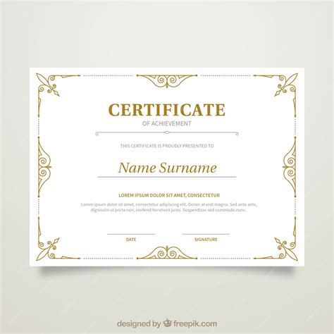 Free Vector Elegant Golden Certificate