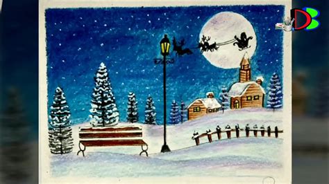 Realistic Christmas Landscape Drawing Francine