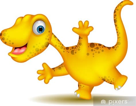 Sticker Cute Yellow Dinosaur Cartoon Pixersus