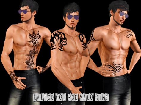The Sims Resource Blackwork Tattoo Set For Males