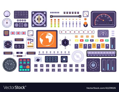 Control Panel Elements Spaceship Switches Vector Image