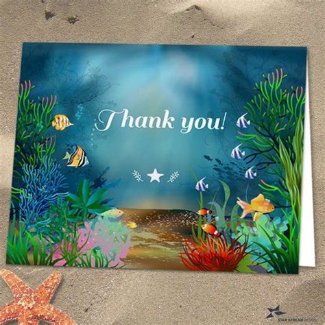Printable Ocean Reef Under The Sea Thank You Greeting Card Etsy