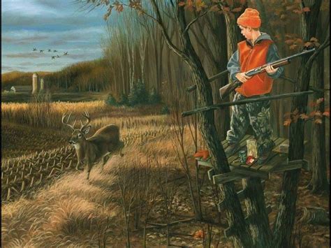 Young Deer Hunter Hunting Art Hunting Painting Hunting Drawings