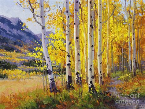 Trail Through Golden Aspen Painting By Gary Kim