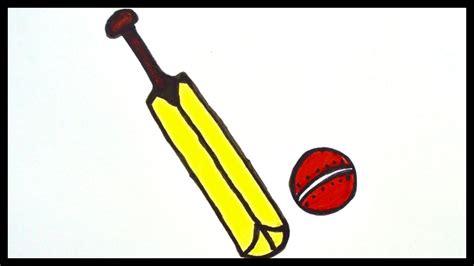 How To Draw Cricket Bat And Ball Drawing And Coloring For Kids Youtube