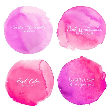 Pink Watercolor Circle Set On White Background Vector Illustration
