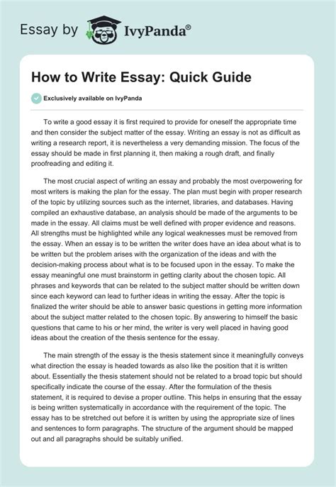 How To Write Essay Quick Guide 571 Words Essay Example