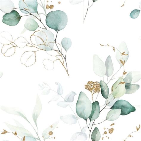 Removable Wallpaper Peel And Stick Green And Gold Leaves Etsy Blumen