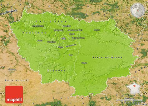 Book online, pay at the hotel. Physical Map of Île-de-France, satellite outside