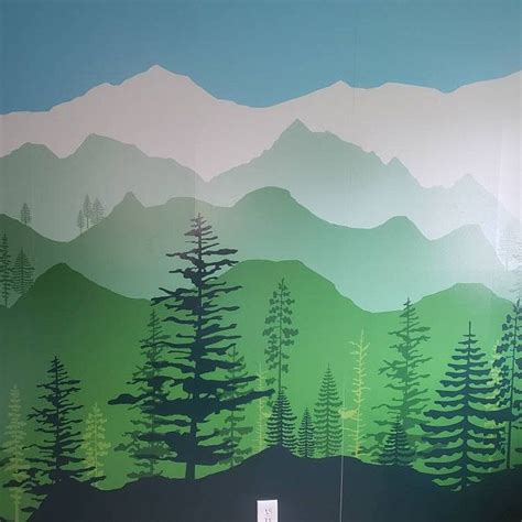 Peel And Stick Ombre Mountain Pine Trees Forest Scenery Nature Etsy