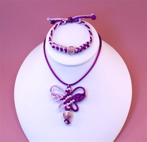Purple Butterfly Choker Necklace With Matching Purple Button Knot