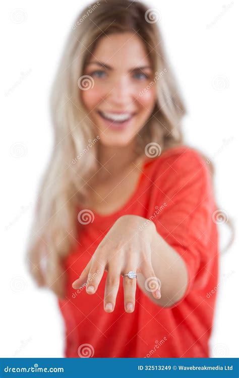 Young Woman Showing Her Engagement Ring Stock Image Image Of Diamond Engaged 32513249