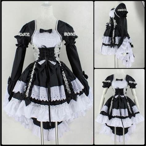 Sweet Gothic Lolita Maid Dress Anime Maid Cosplay Costume Uniform