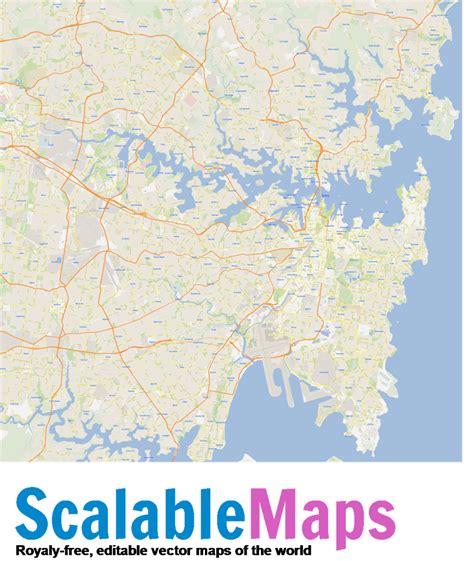 Scalablemaps Vector Map Of Sydney Gmap Metropolitan Map Theme