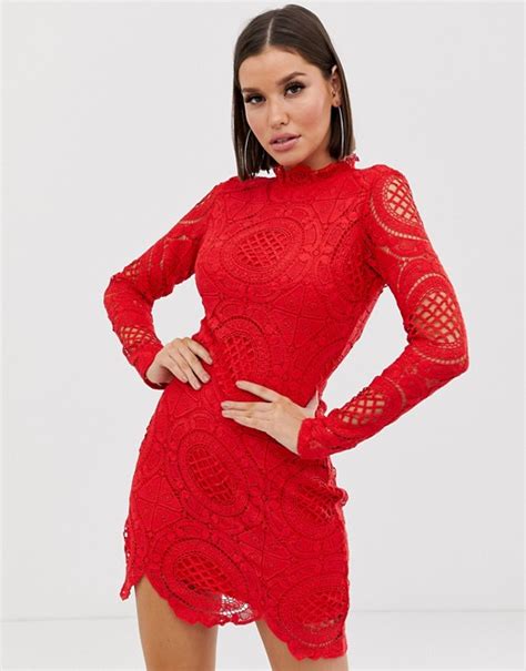 Girl In Mind Long Sleeve Lace Mini Dress Asos