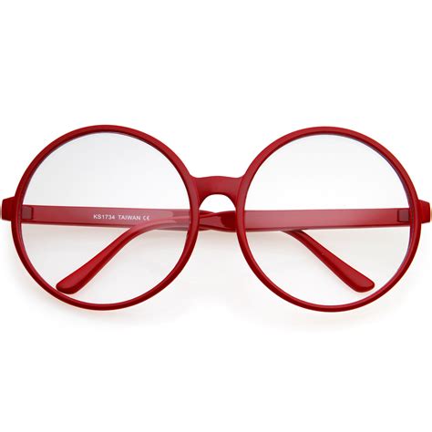 Retro Oversize Round Clear Lens Glasses A375 Red Clear Artofit