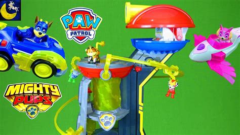Huge Paw Patrol Mighty Pups Lookout Tower New 2019 Toys Super Paws