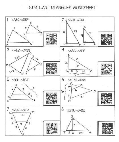 Triangle angle sum theorem worksheet. Similar Triangles Worksheet with QR Codes - FREE! | Code ...