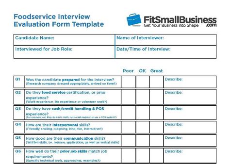 Free Interview Evaluation Forms Scorecard Templates