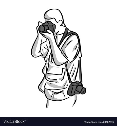 Photographer Shooting Sketch Hand Royalty Free Vector Image