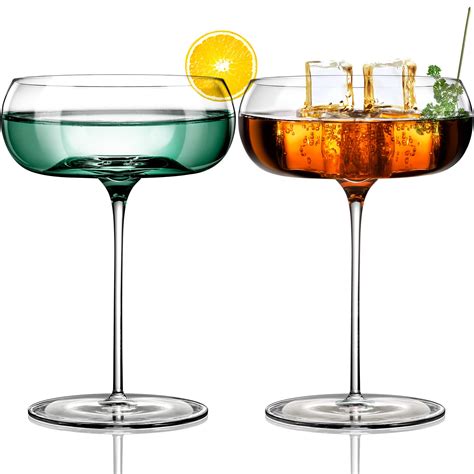 buy luna and mantha cocktail glasses hand blown crystal martini glasses set of 2 round cocktail