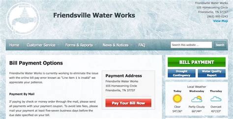 Payment can be made at syabas counters or via internet, credit cards, banks, and collection agencies. Friendsville City Water Works Bill Pay Online, Login ...