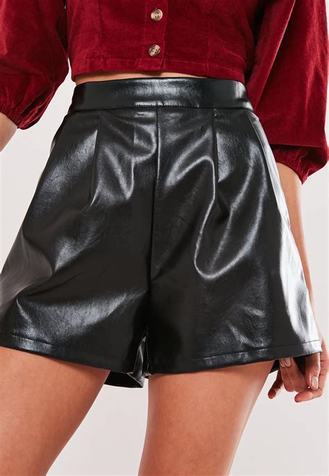Petite Black Faux Leather Shorts Missguided