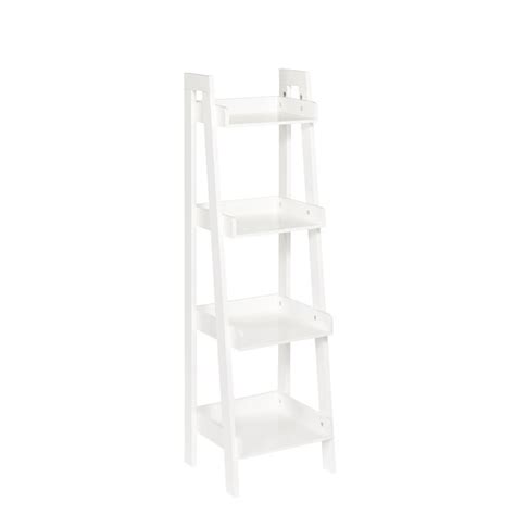 4 Tier Ladder Shelf White Book Place Box