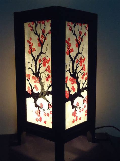 Stunning oriental lamp in an elegant contemporary style. Sakura Asian Oriental Thai Bedside Table Lamp Wood by ...
