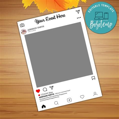 Printable Instagram Party Photo Booth Frame Instant Download Bobotemp